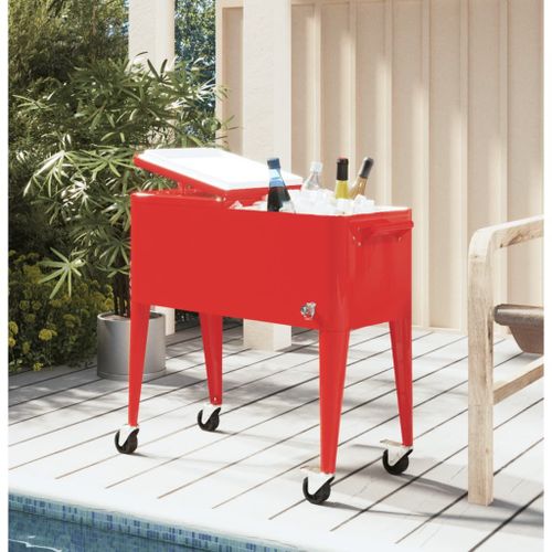 Vidaxl Chariot À Roulettes Pour Glacières Rouge 92x43x89 Cm