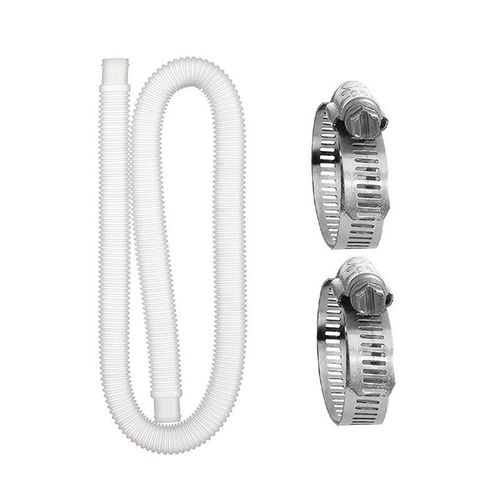 Tuyau De Rechange De Piscine, Tuyau pour Piscines Hors Sol, Tuyau de Remplacement de Pompe de Filtration de Piscine avec 2 Anneaux de Connexion en Métal (1,5 M*3.2cm)