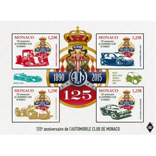 Timbres Pour Le 125e Anniversaire De L'automobile Club De Monaco