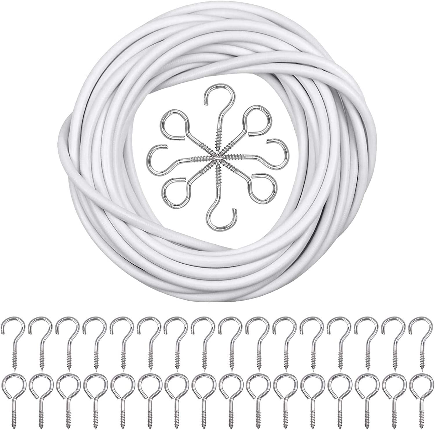 10 Mètre Fil de Rideaux Corde Blanc Câble à Rideau Ajustable Cordon de Fil  avec 20