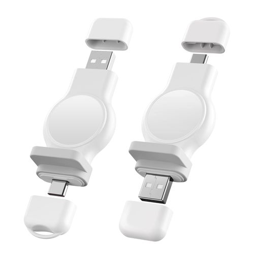2pcs Chargeur Sans Fil Portable Pour Apple Watch, Usb-A & Usb-C Chargeur Magnétique Iwatch Chargement Rapide Chargeur De Voyage Sans Fil Pour Apple Watch Series 8 7 Se 6 5 4 3 2 1 Ultra