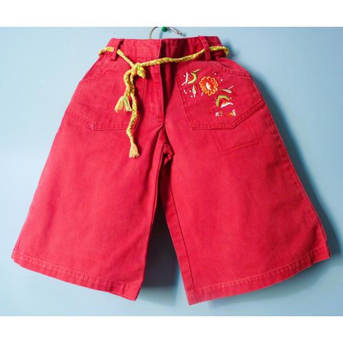 Pantacourt Fille Naf Naf 4 Ans Tbe Pantalon Rouge Ceinturé