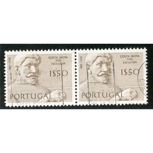 Deux Timbres Oblitérés Portugal, Costa Mota Tio Escultor 1862 - 1930, 1 S 50