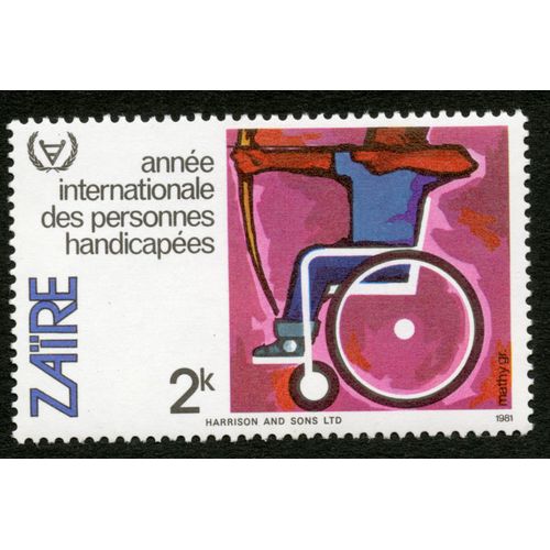 Timbre Oblitéré Zaire, Année Internationale Des Personnes Handicapées, 2 K, 1981