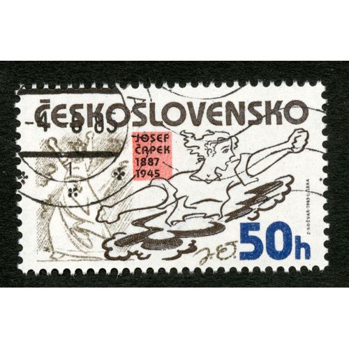 Timbre Oblitéré Ceskoslovensko, Josef Capek 1887 - 1945, 50 H