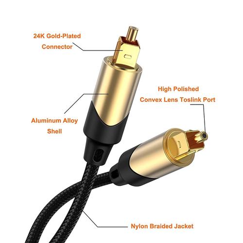 CableCreation Câble Toslink Câble Optique Numérique Mâle à Mâle avec Plaqué  Or pour Home Cinéma Barre de Son TV Xbox VD/Lecteur CD, Noir- 0,9 m