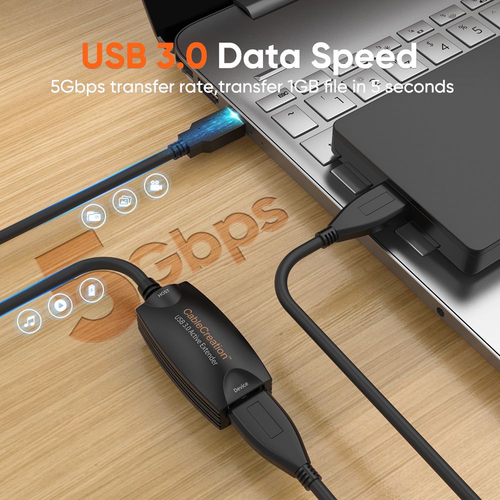 Cble d'extension USB de 5 m Cble de donnes USB 3.0 pour c... - 4