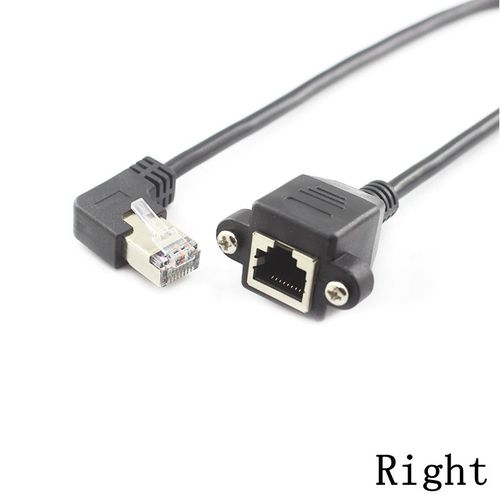 Câble RJ45 8 broches mâle à femelle à montage sur panneau Ethernet LAN réseau 8 broches 90 degrés câble d'extension à angle droit 0,3 m 0,6 m 1 m, droite - 30 cm