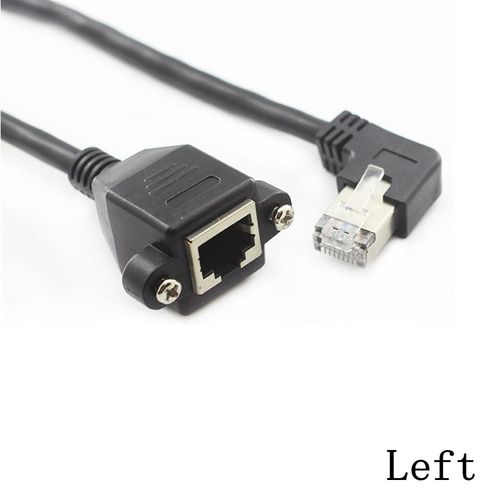 Câble RJ45 8 broches mâle à femelle à montage sur panneau Ethernet LAN réseau 8 broches 90 degrés câble d'extension à angle droit 0,3 m 0,6 m 1 m, gauche - 100 cm