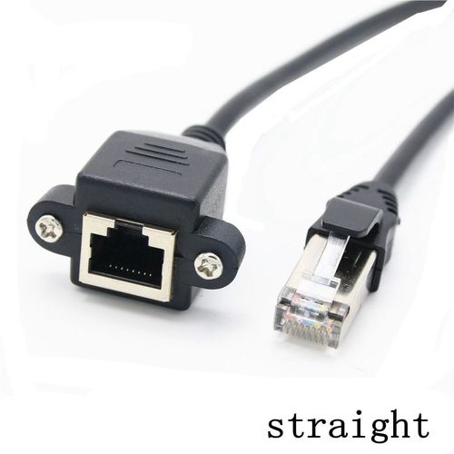 Câble RJ45 8 broches mâle à femelle Montage sur panneau Ethernet LAN Réseau 8 broches 90 degrés Câble d'extension à angle droit 0,3 m 0,6 m 1 m, droit - 100 cm