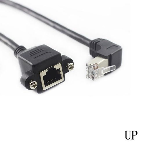 Câble RJ45 8 broches mâle à femelle à montage sur panneau Ethernet LAN réseau 8 broches 90 degrés câble d'extension à angle droit 0,3 m 0,6 m 1 m, UP- 100 cm