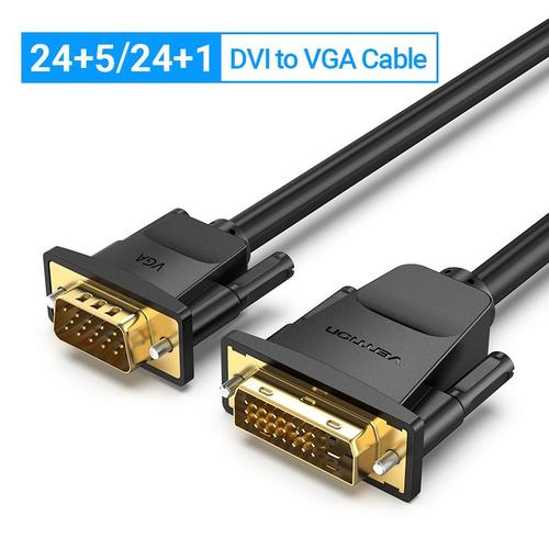 Vention Câble DVI vers VGA 1080P 60Hz DVI-I 24 5/24 1 Convertisseur adaptateur DVI mâle vers VGA mâle pour moniteur d'ordinateur portable Câble DVI VGA Cabl, Câble DVI-D vers VGA - 2 m