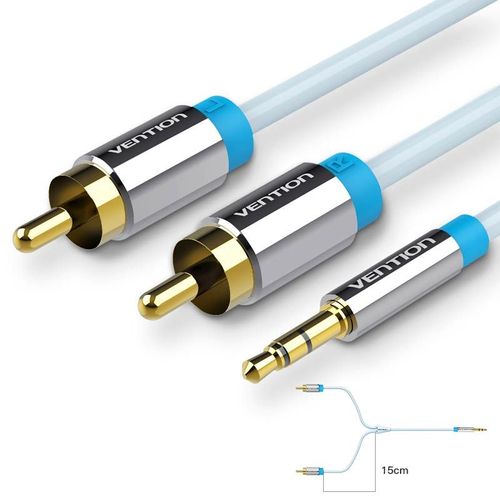 Câble RCA Vention Câble audio 3,5 à 2rca Prise rca 3,5 mm pour téléphone Edifer Home Cinéma DVD 2RCA Câble aux mâle à mâle 1m 2m 10m,Bleu BCF- 2m