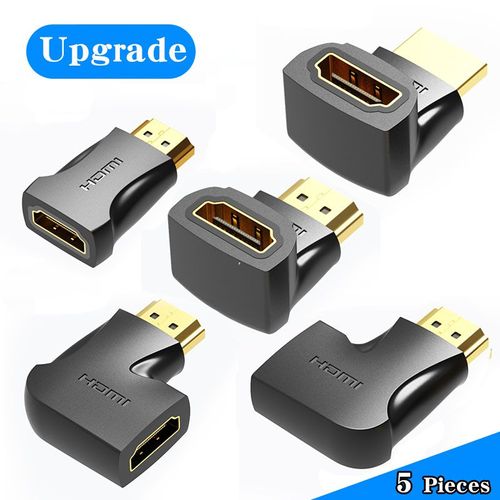 Vention Adaptateur HDMI 90 270 degrés à angle droit HDMI mâle vers HDMI femelle convertisseur de câble pour HDTV PS4 PS5 ordinateur portable 4K HDMI Extender, 5 pièces Noir-