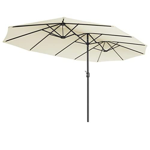 Parasol Double 460 X 270 Cm Ombrelle Extra Large Pour Terrasse Protection Upf 50+ Avec Manivelle Pour Jardin Extérieur Piscine Plage Sans Socle Beige Helloshop26 12_0001751