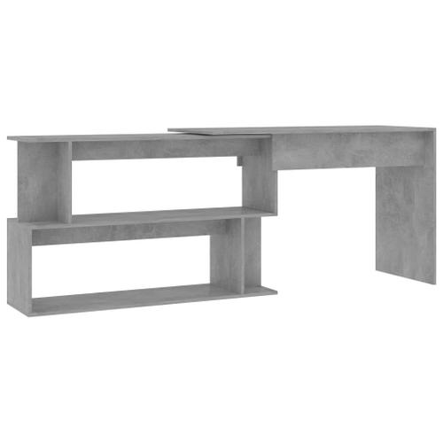 Vidaxl Bureau D'angle Gris Béton 200x50x76 Cm Aggloméré