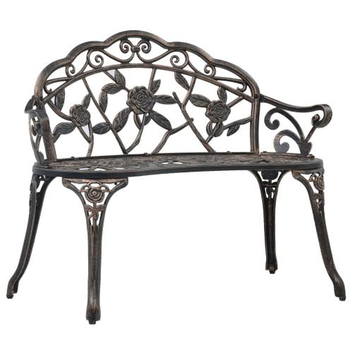 Banc De Jardin Meuble De Patio D'extérieur Terrasse De Bistrot 100 Cm Bronze Aluminium Coulé Helloshop26 02_0011138