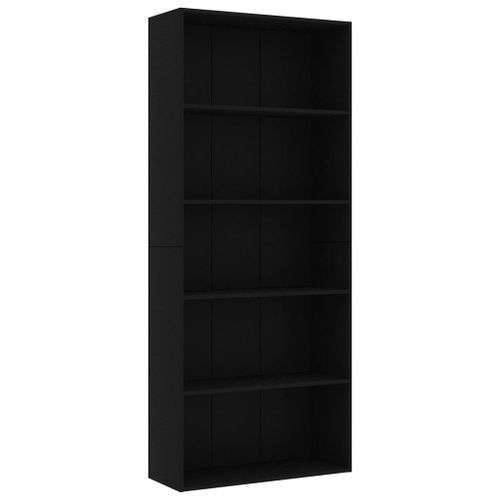 Vidaxl Bibliothèque À 5 Niveaux Noir 80x30x189 Cm Aggloméré