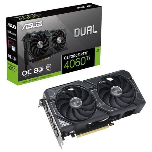 ASUS Dual GeForce RTX 4060 Ti 8GB - OC Edition - carte graphique - GeForce RTX 4060 Ti - 8 Go GDDR6 - PCIe 4.0 - HDMI, 3 x DisplayPort