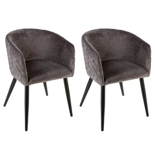 Lot De 2 Fauteuils Design Velours "Marlo" 76cm Gris