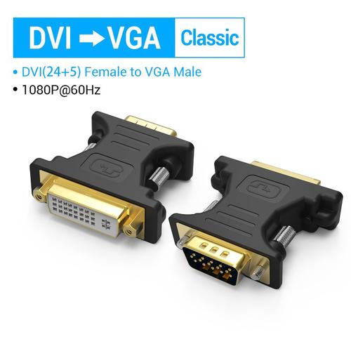 Vention Adaptateur DVI vers VGA 24 5 DVI-I Mâle vers VGA Femelle Convertisseur 1080P pour Ordinateur Moniteur TV Projecteur Câble VGA vers DVI 1pcs, Noir DV350VG- Autre