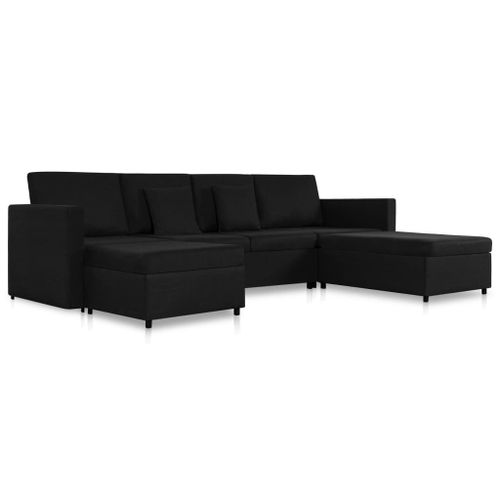 Canapé-Lit Extensible À 4 Places Tissu Noir - Vidaxl