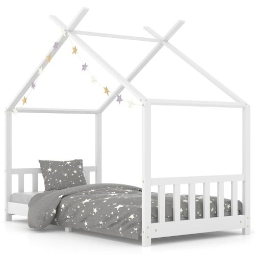 Vidaxl Cadre De Lit D'enfant Blanc Bois De Pin Massif 90 X 200 Cm