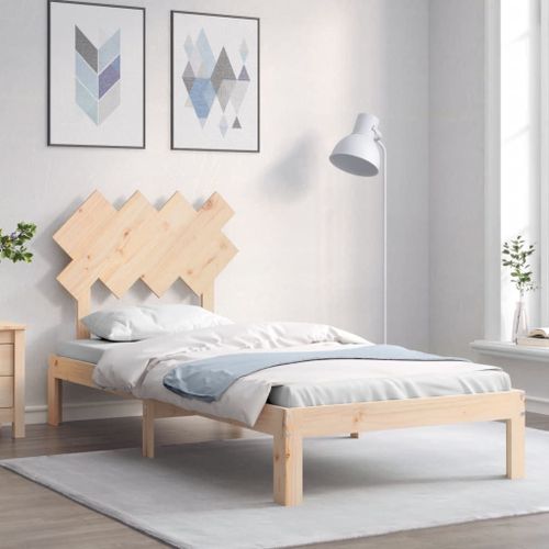 Vidaxl Cadre De Lit Avec Tête De Lit 90x200 Cm Bois Massif