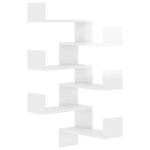 Vidaxl Étagère Murale D'angle 2pcs Blanc Brillant 40x40x50cm Aggloméré