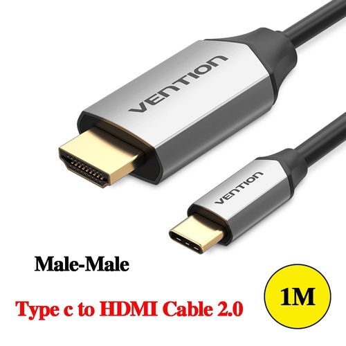 Vention Type C Adaptateur HDMI USB C vers 4K HDMI 2.0 Adaptateur pour MacBook Samsung Galaxy S10/S9 Huawei Mate 20 P20 Pro USB C HDMI NOUVEAU, Câble Mâle-Mâle 1M-