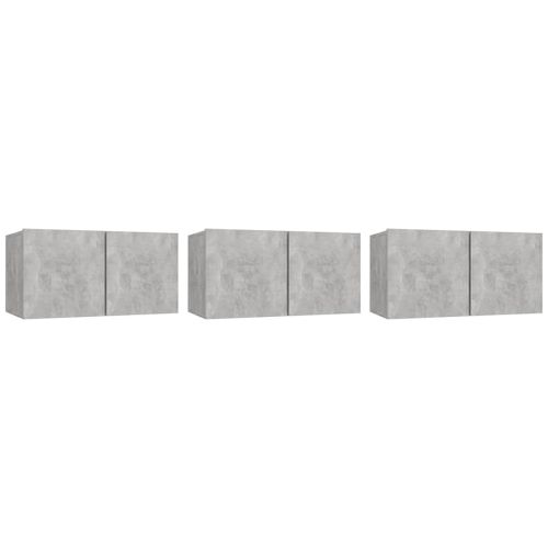 Vidaxl Meubles Tv Suspendus 3 Pcs Gris Béton 60x30x30 Cm