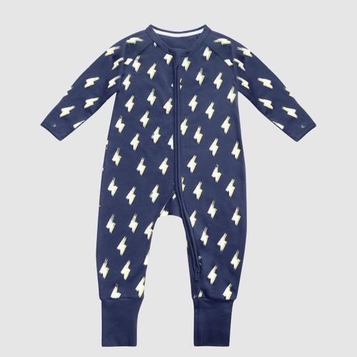 Pyjama Bébé Zippé Coton Stretch Gris Foncé Imprimé Éclair Héro Dim Zippy 