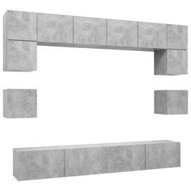 Vidaxl Ensemble De Meuble Tv 8 Pcs Gris Béton Aggloméré