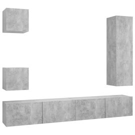 Vidaxl Ensemble De Meuble Tv 5 Pcs Gris Béton Aggloméré