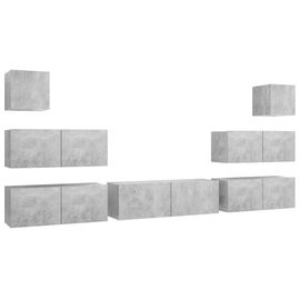 Vidaxl Ensemble De Meuble Tv 7 Pcs Gris Béton Aggloméré