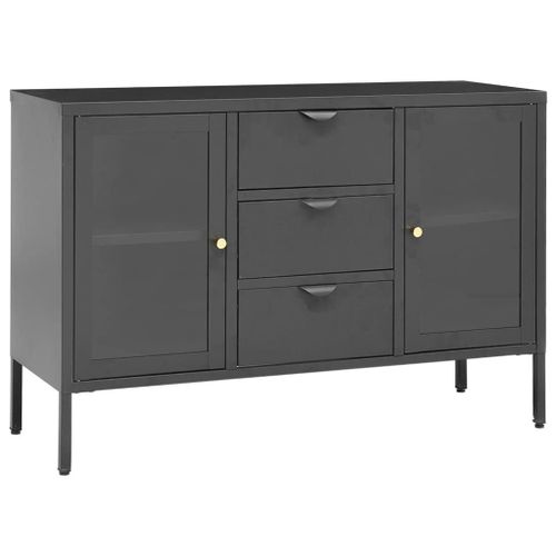 Vidaxl Buffet Anthracite 105x35x70 Cm Acier Et Verre Trempé