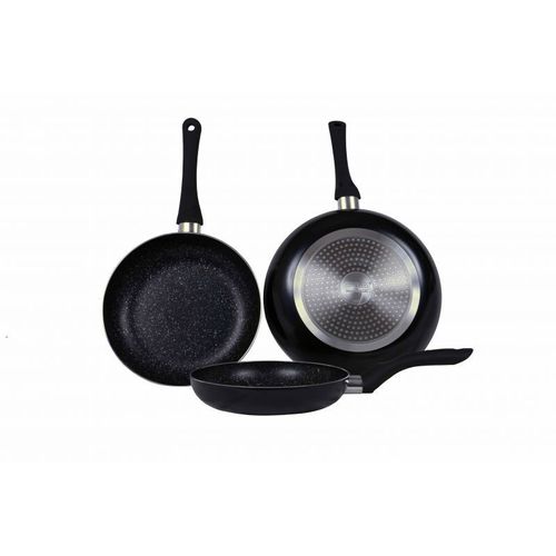 Lot De 3 Poêles En Pierre 20 24 28cm Induction Noir Cenocco Cc2001-Blk