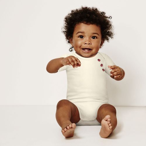 Lot De 3 Bodys Coton Bio À Manches Courtes Coccinelle Rouge Dim Baby