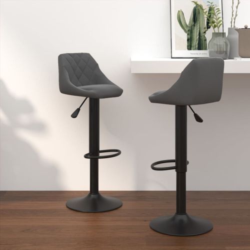 Vidaxl Tabourets De Bar 2 Pcs Gris Foncé Velours
