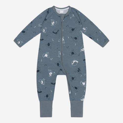 Pyjama Bébé Zippé En Coton Stretch Motifs Oiseaux Gris Dim Zippy 