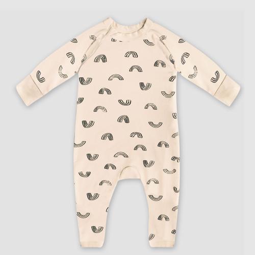 Pyjama Bébé Zippé En Coton Bio Vanille Imprimé Rainbow Dim Zippy 