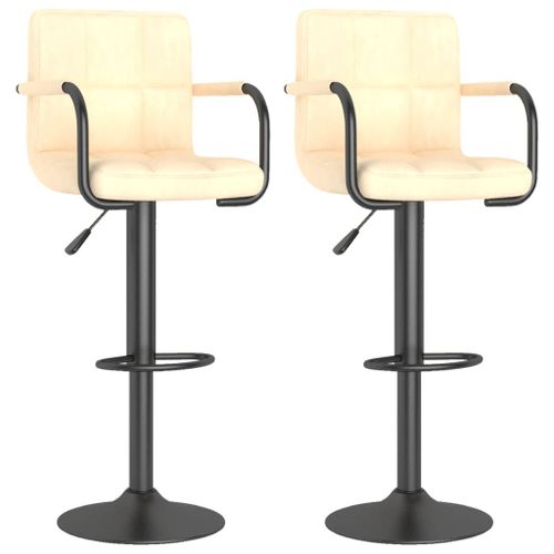 Vidaxl Tabourets De Bar 2 Pcs Crème Velours