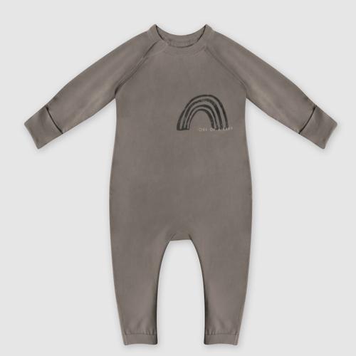 Pyjama Bébé Zippé En Coton Bio Kaki Imprimé Rainbow C?ur Dim Zippy 