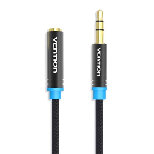 Vention Câble auxiliaire Câble d'extension pour casque Jack 3,5 mm mâle vers femelle pour ordinateur Câble audio 3,5 mm Cordon d'extension pour casque 3 m, Matton Black- 3 m
