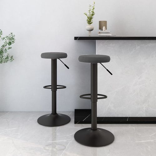 Vidaxl Tabourets De Bar 2 Pcs Gris Foncé Velours