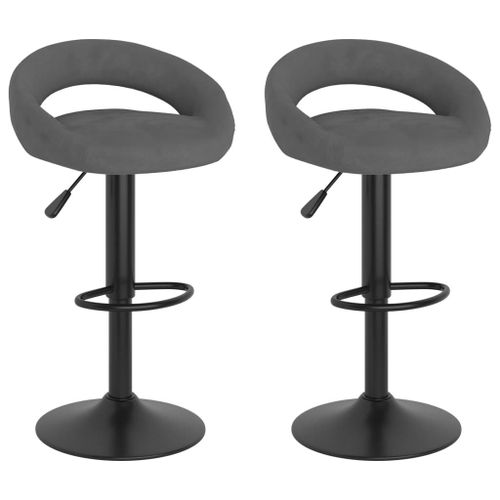 Vidaxl Tabourets De Bar 2 Pcs Gris Foncé Velours