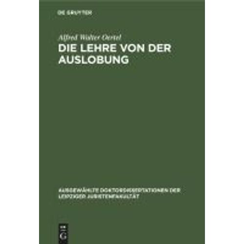 Die Lehre Von Der Auslobung