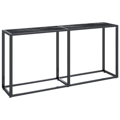 Vidaxl Table Console Marbre Noir 160x35x75,5 Cm Verre Trempé