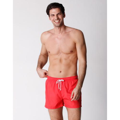 Maillot De Bain Court Pour Homme Rouge Avec Imprimé Surf