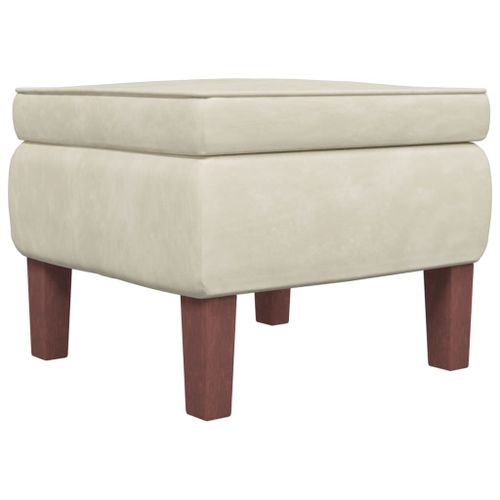 Vidaxl Tabouret Avec Pieds En Bois Crème Velours